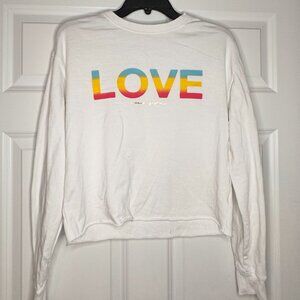 Spiritual Gangster Love Rainbow Sweatshirt – White – Size XS